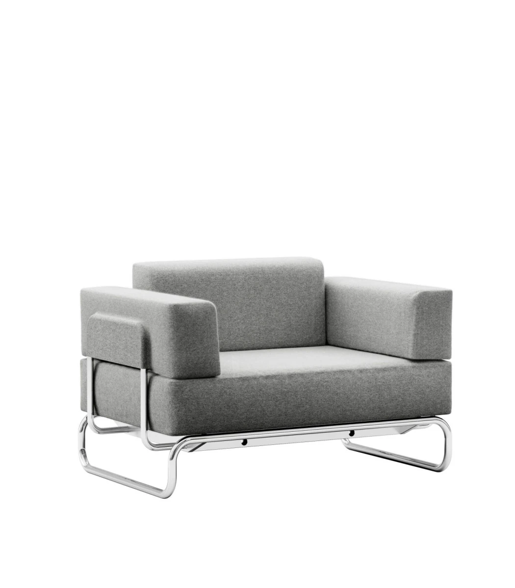Thonet S5001/C001 1-Sitzer Sessel in grauem Stoffbezug Divina Melange – modernes, vorkonfiguriertes Design mit klaren Linien